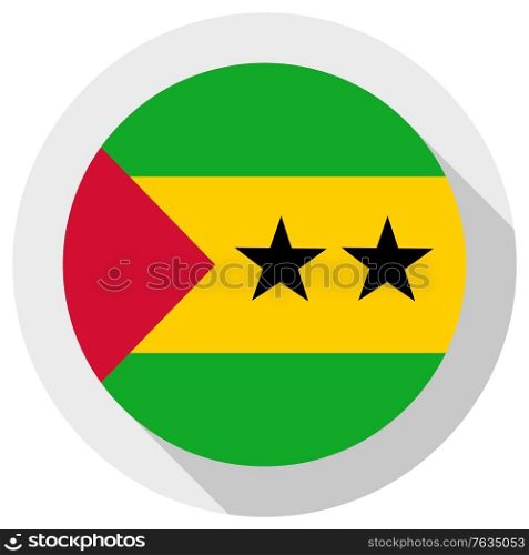 Flag of Sao Tome, Round shape icon on white background, vector illustration