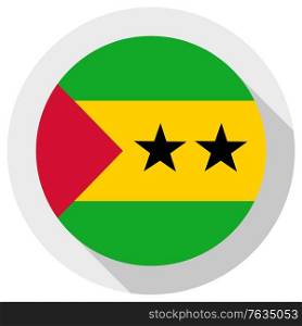 Flag of Sao Tome, Round shape icon on white background, vector illustration