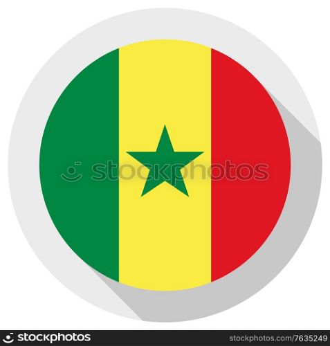 Flag of senegal, Round shape icon on white background, vector illustration