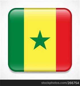 Flag of Senegal. Square glossy badge