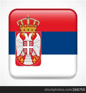 Flag of Serbia. Square glossy badge