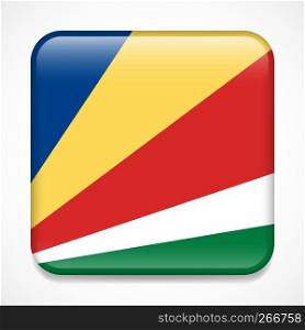 Flag of Seychelles. Square glossy badge