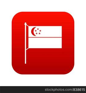 Flag of Singapore icon digital red for any design isolated on white vector illustration. Flag of Singapore icon digital red