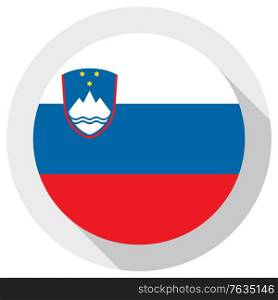 Flag of Slovenia, Round shape icon on white background, vector illustration