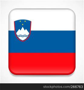 Flag of Slovenia. Square glossy badge