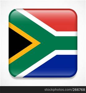 Flag of South Africa. Square glossy badge