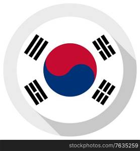 Flag of south korea, Round shape icon on white background, vector illustration
