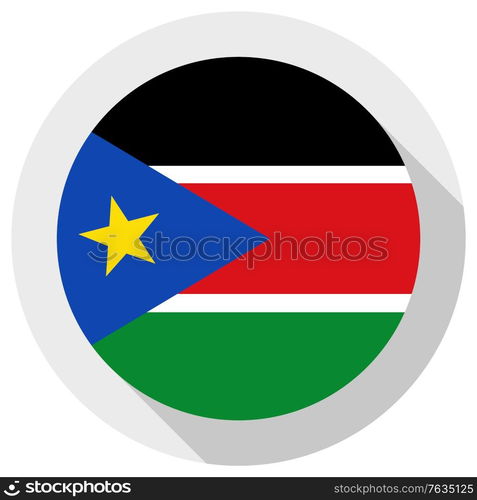 Flag of South Sudan, Round shape icon on white background, vector illustration