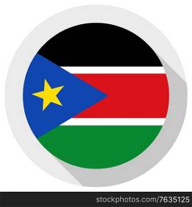 Flag of South Sudan, Round shape icon on white background, vector illustration