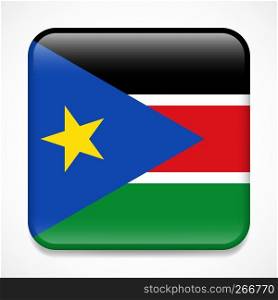 Flag of South Sudan. Square glossy badge