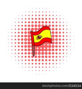 Flag of Spain icon in comics style on a white background. Flag of Spain icon, comics style