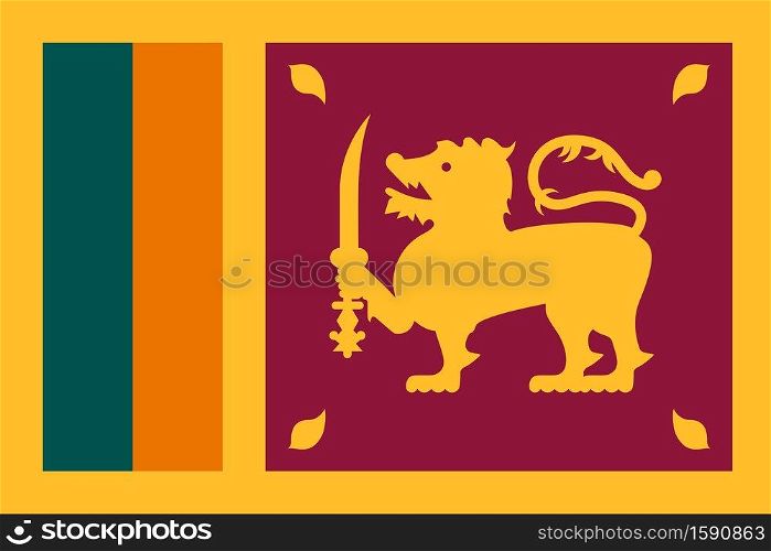 Flag of Sri Lanka. Sri lankan national banner and patriotic symbol. Official colors. Flat vector illustration.. Flag of Sri Lanka. Official colors. Flat vector illustration
