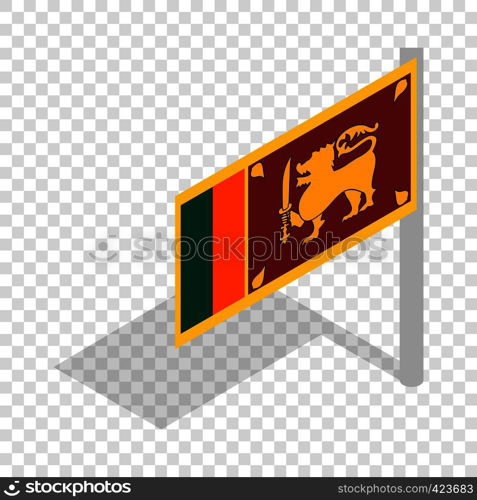 Flag of Sri Lanka with flagpole isometric icon 3d on a transparent background vector illustration. Flag of Sri Lanka with flagpole isometric icon