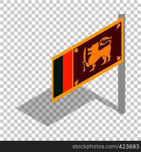Flag of Sri Lanka with flagpole isometric icon 3d on a transparent background vector illustration. Flag of Sri Lanka with flagpole isometric icon