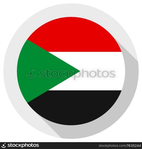 Flag of Sudan, Round shape icon on white background, vector illustration