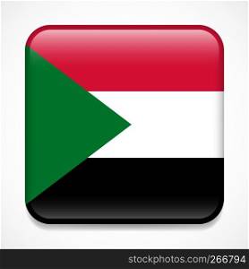 Flag of Sudan. Square glossy badge