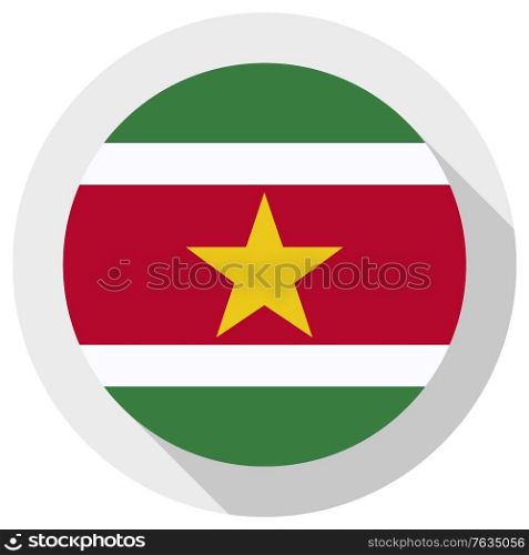 Flag of Suriname, Round shape icon on white background, vector illustration