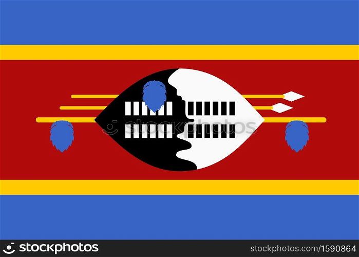 Flag of Swaziland. Eswatini national banner and patriotic symbol. Official colors. Flat vector illustration.. Flag of Swaziland. Official colors. Flat vector illustration