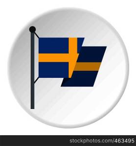 Flag of Sweden icon in flat circle isolated vector illustration for web. Flag of Sweden icon circle