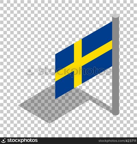 Flag of Sweden isometric icon 3d on a transparent background vector illustration. Flag of Sweden isometric icon
