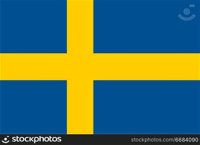 Flag of Sweden. Rectangular shape icon on white background, vector illustration.. Flag rectangular shape, rectangular shape icon on white background