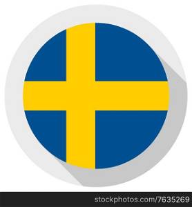 Flag of sweden, Round shape icon on white background, vector illustration