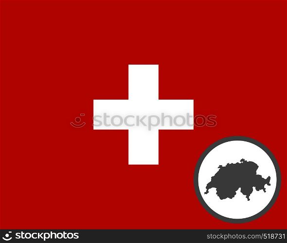 Flag of Switzerland and map