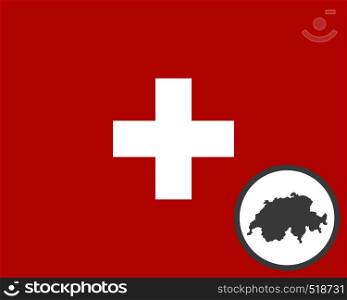 Flag of Switzerland and map