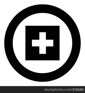 Flag of Switzerland icon black color vector in circle round illustration flat style simple image. Flag of Switzerland icon black color vector in circle round illustration flat style image