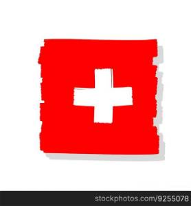 Flag Of Switzerland. Red and white symbol of the state. Alpine European country.. Flag Of Switzerland. Red and white