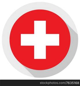 Flag of Switzerland, round shape icon on white background, vector illustration