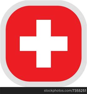 Flag of Switzerland. Rounded square icon on white background, vector illustration.. Icon square shape with Flag on white background