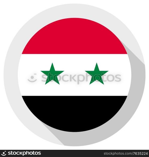 Flag of Syria, Round shape icon on white background, vector illustration