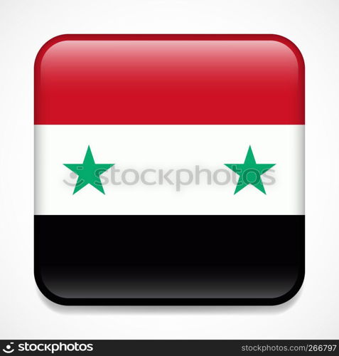 Flag of Syria. Square glossy badge