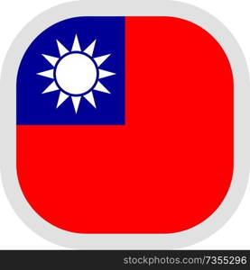 Flag of Taiwan. Rounded square icon on white background, vector illustration.. Icon square shape with Flag on white background