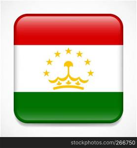 Flag of Tajikistan. Square glossy badge