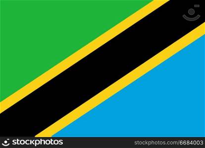 Flag of Tanzania. Rectangular shape icon on white background, vector illustration.. Flag rectangular shape, rectangular shape icon on white background