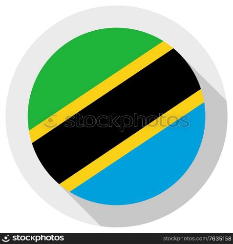 Flag of tanzania, Round shape icon on white background, vector illustration