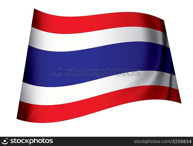 Flag of thailand icon symbol fluttering in the breeze with folds