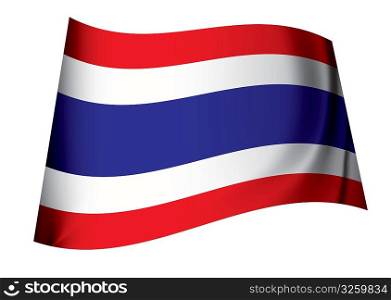 Flag of thailand icon symbol fluttering in the breeze with folds