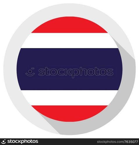 Flag of thailand, Round shape icon on white background, vector illustration