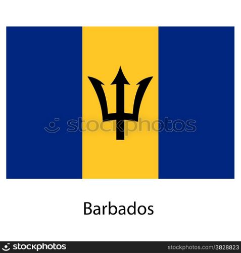 Flag of the country barbados. Vector illustration. Exact colors.