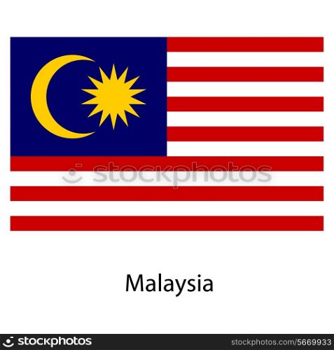 Flag of the country malaysia. Vector illustration. Exact colors.