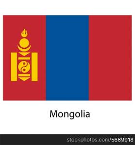 Flag of the country mongolia. Vector illustration. Exact colors.
