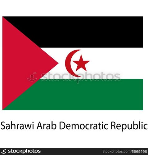 Flag of the country sahrawi arab democratic republic. Vector illustration. Exact colors.