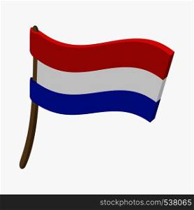 Flag of the Netherlands icon in cartoon style on a white background. Flag of the Netherlands icon, cartoon style
