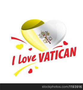 flag of the Vatican in the shape of a heart and the inscription I love Vatican. Vector illustration.. flag of the Vatican in the shape of a heart and the inscription I love Vatican. Vector illustration