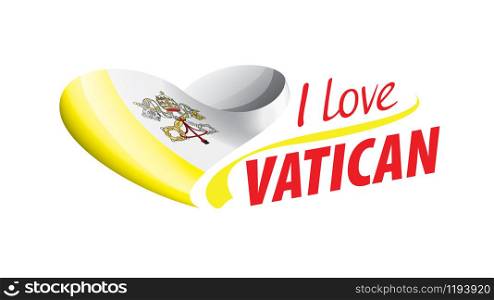 flag of the Vatican in the shape of a heart and the inscription I love Vatican. Vector illustration.. flag of the Vatican in the shape of a heart and the inscription I love Vatican. Vector illustration