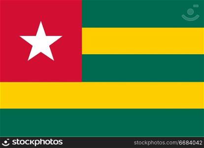 Flag of Togo. Rectangular shape icon on white background, vector illustration.. Flag rectangular shape, rectangular shape icon on white background