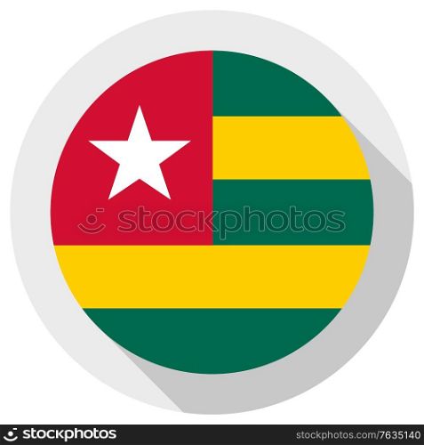 Flag of Togo, Round shape icon on white background, vector illustration